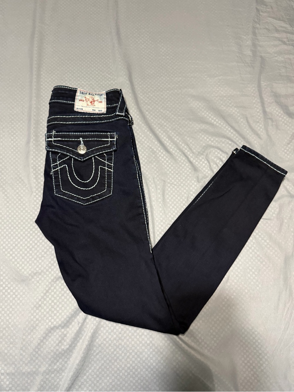 True Religion Women's Jennie Curvy Mid Rise Skinny Jeans Size 27 Dark Wash